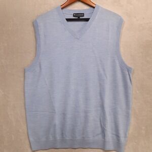 Hart Schaffner Marx Mens 100% Merino Wool Vest/Sz.XL-Tall/Blue-Golf/V-Neck